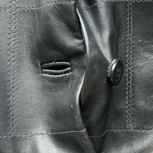 Acton  leather jacket black button size  8  biker - Picture 4 of 9